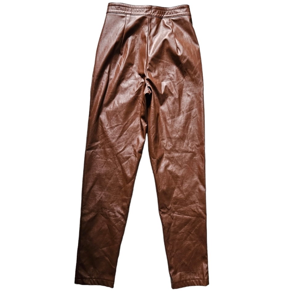 Princess Polly Love Club Brown Faux Leather Pants size 0 - Picture 3 of 6
